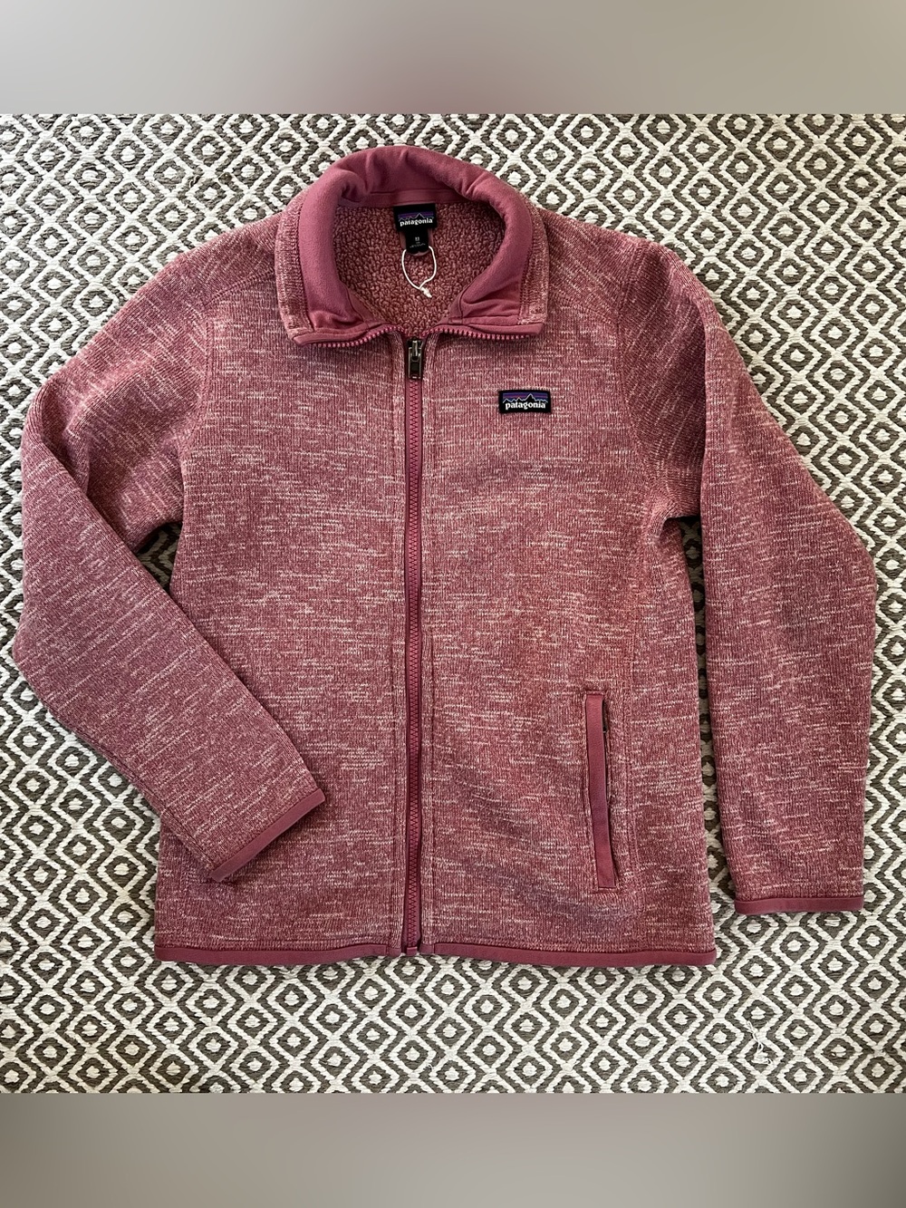 Patagonia Kids' Full-Zip Fleece Better Sweater - Dusty Rose. Size 10 (Medium).
